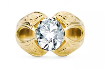 مجوهرات فينتاج خاتم زركونيا 14 كارت من الذهب الأصفر vrc135y